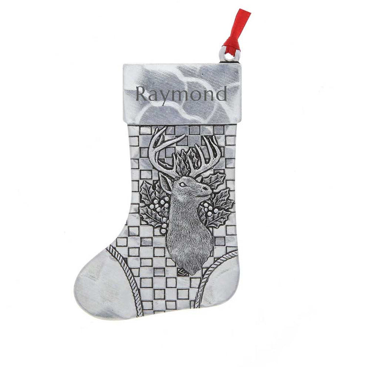 Plaid Deer Stocking Ornament 