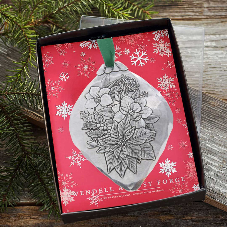 Poinsettia Bulb Christmas Ornament