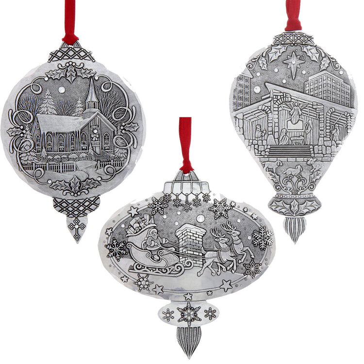 Portraits of Christmas 3-Piece Ornament Set 