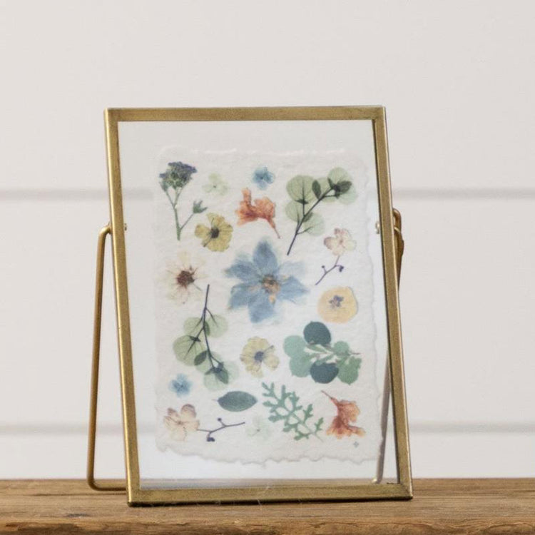 Gold Frames Pressed Flower Print (Blue)