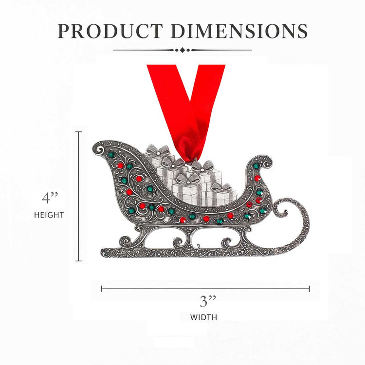 Yuletide Sleigh Ornament with Crystals (Aluminum)
