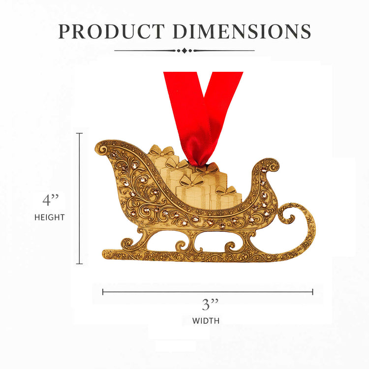 Yuletide Bronze Sleigh Ornament with Crystals