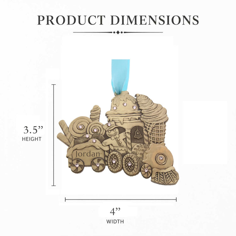 Personalized Gingerbread Train Ornament in Bronze