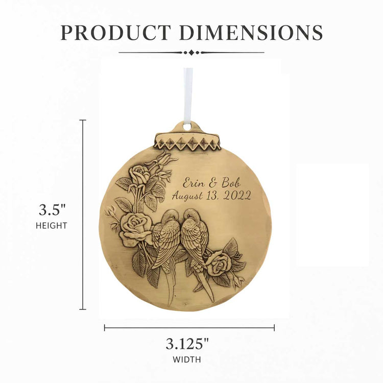 Personalized Lovebirds Ornament (Bronze) - Wendell August Forge
