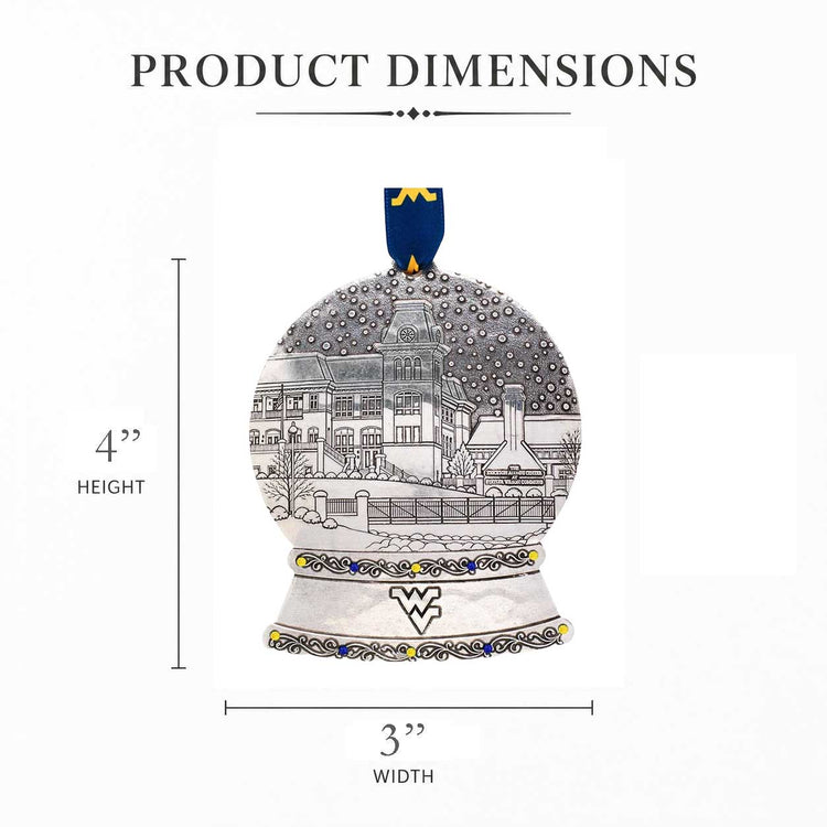 WVU 2026 Erickson Alumni Center Snow Globe Ornament