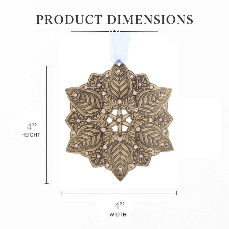Winter Floral Snow Crystal Ornament in Bronze