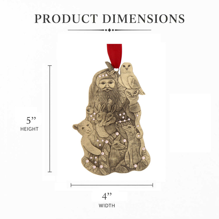 Woodland Santa Bronze Ornament with Swarovski Crystals