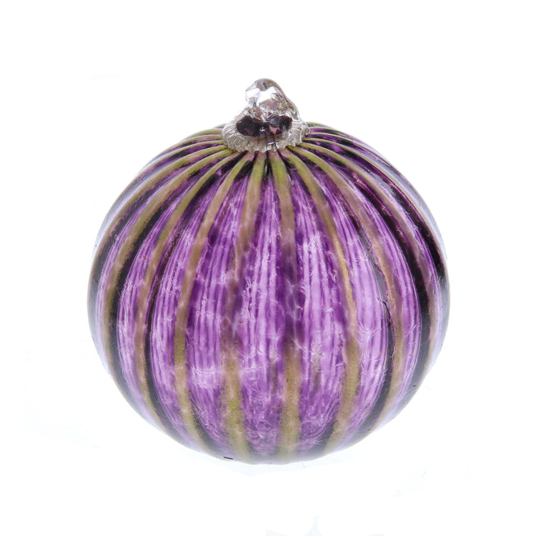 Glass Ornament Jewel Tone Purple with Gold Rib