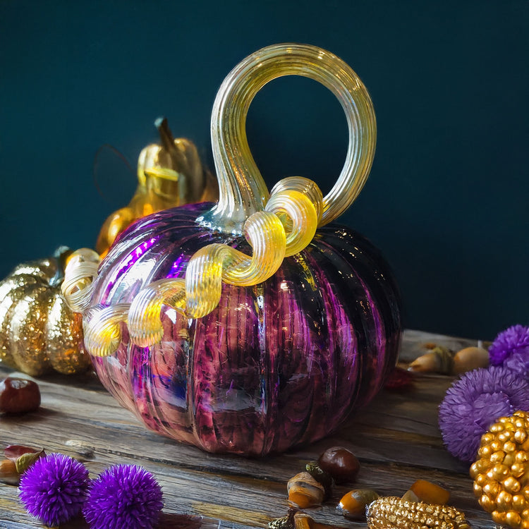 Glass Pumpkin Jewel Tone Purple
