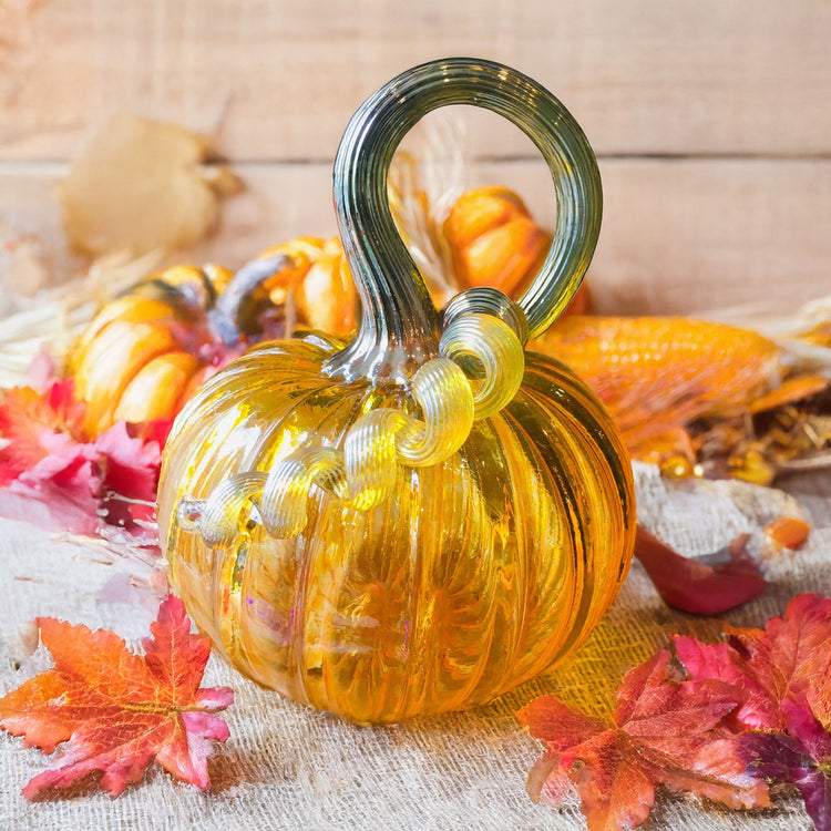 Glass Pumpkin Jewel Tone Saffron