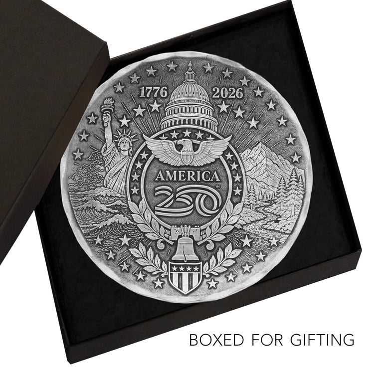 America250 Commemorative Aluminum Coaster Featuring Historical Designs