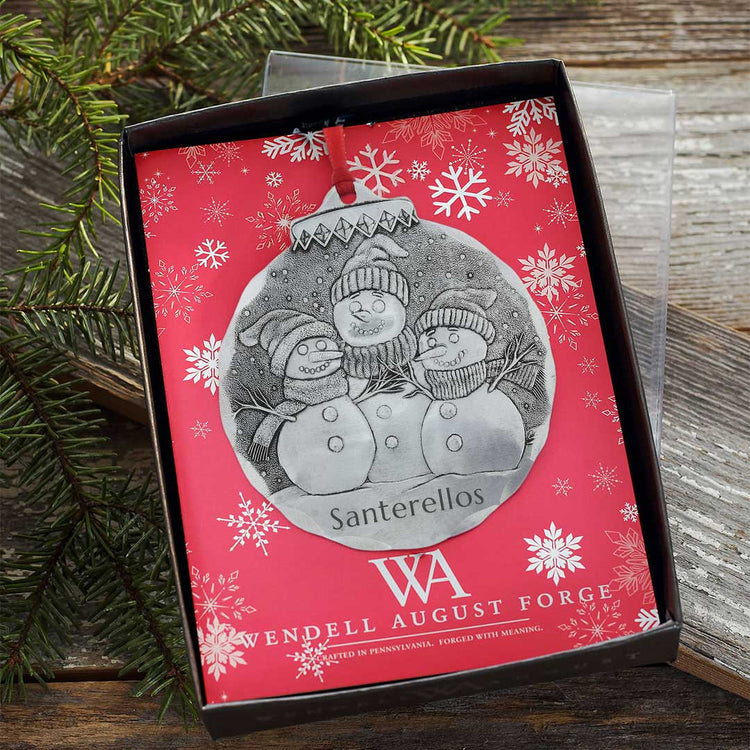 Personalized Snowman Family of 3 Ornament