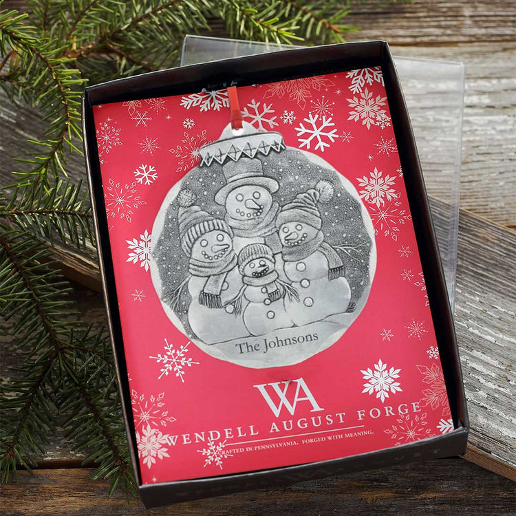 Personalized Snowman Family of 4 Ornament
