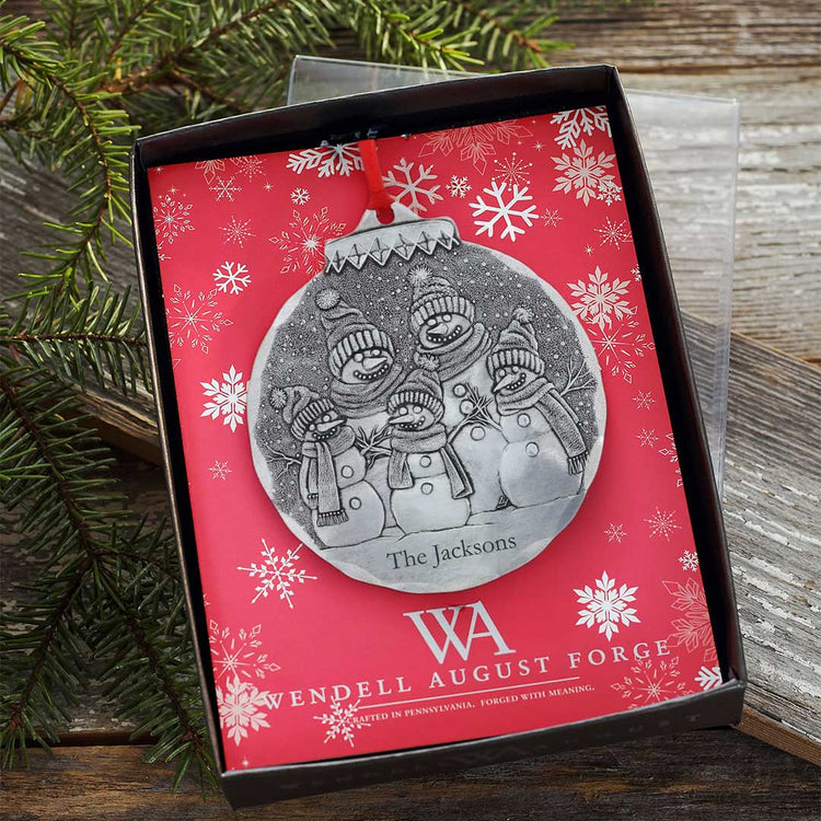 Personalized Snowman Family of 5 Ornament