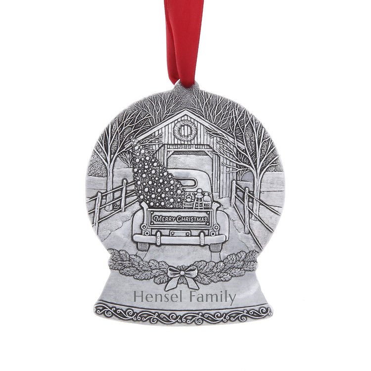 Snowy Homecoming Snow Globe Ornament