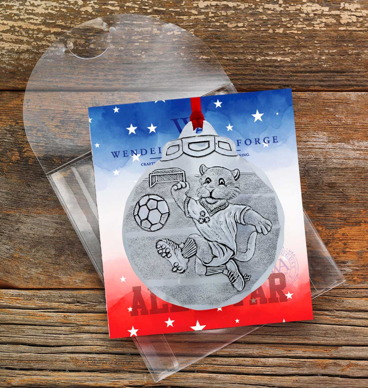 Soccer Tiger Ornament - Wendell August Forge