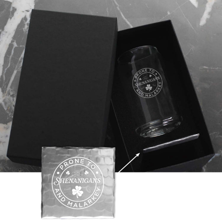 St. Patrick's Day Beer Can Glass and Coaster Set