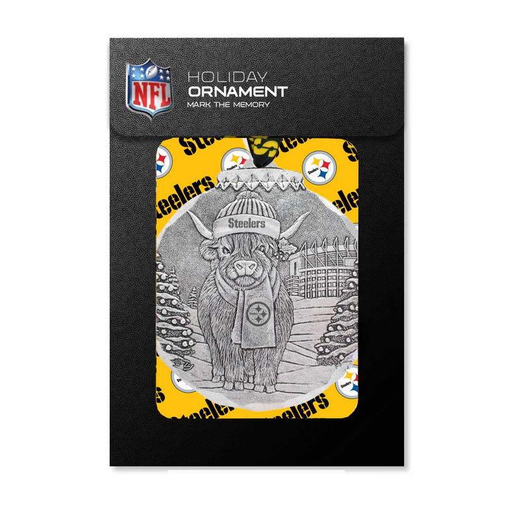 Pittsburgh Steelers Highland Cow Christmas Ornament