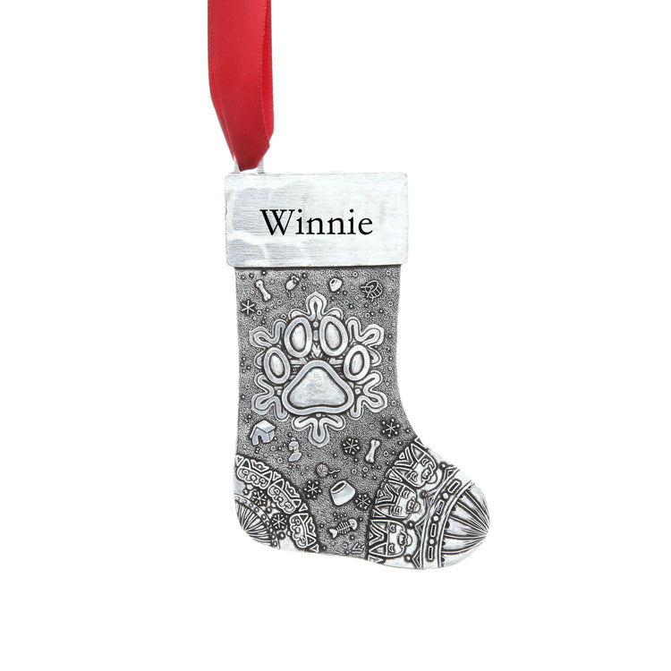Personalized Paw Print Stocking Ornament