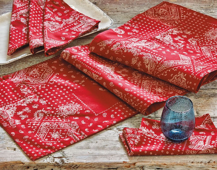 Bandana Napkins Red- Set of 4 - Wendell August Forge