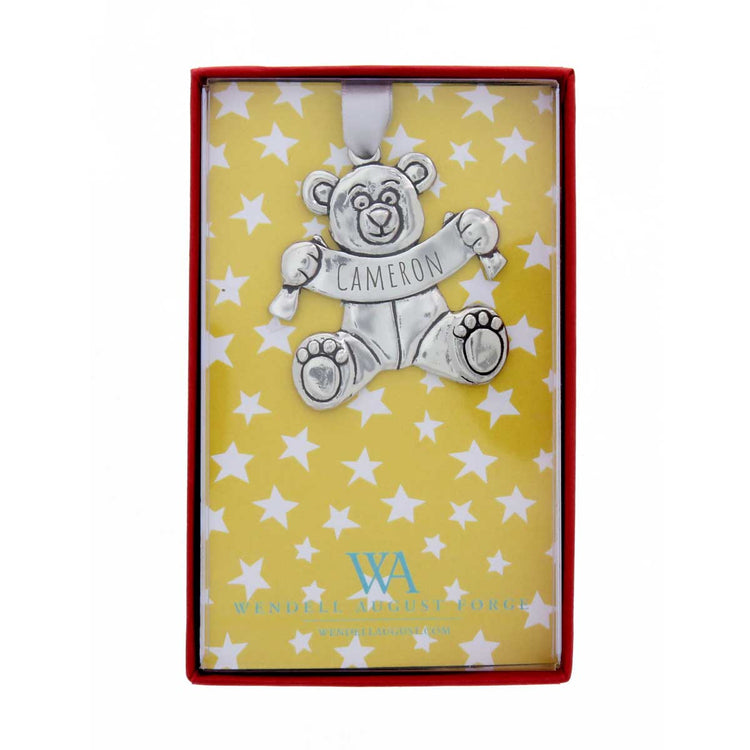 personalized pewter teddy bear ornament