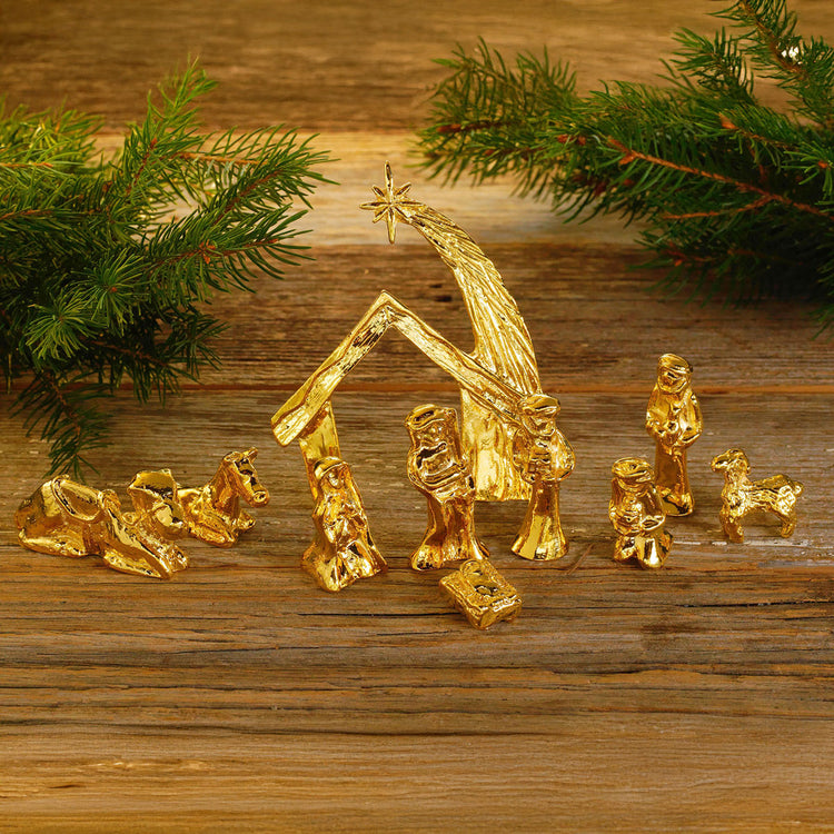 Limited Edition Mini 10-Piece Nativity Set (Plated 18k Gold)