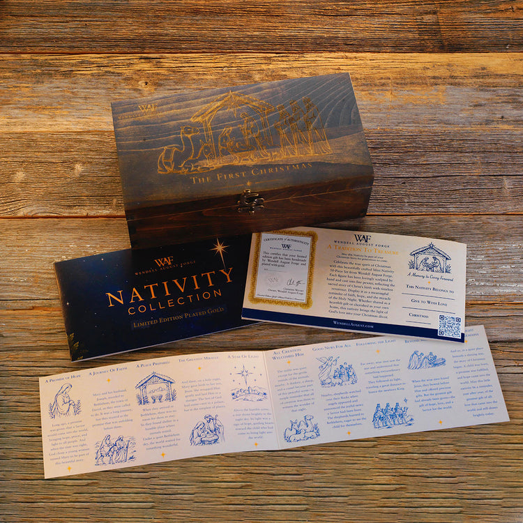 Limited Edition Mini 10-Piece Nativity Set (Plated 18k Gold)