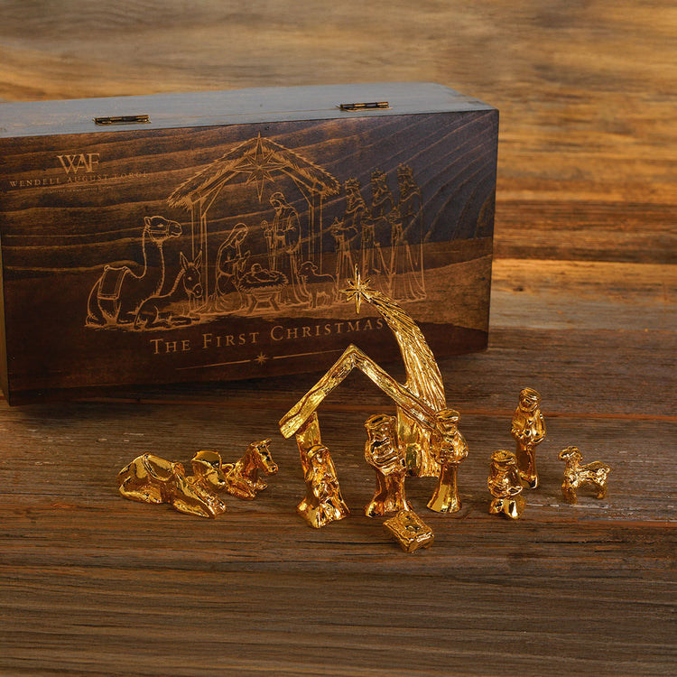 Limited Edition Mini 10-Piece Nativity Set (Plated 18k Gold)