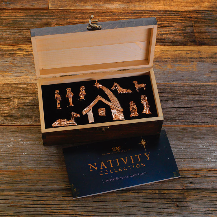 Limited Edition Mini 10-Piece Nativity Set (Plated Rose Gold)