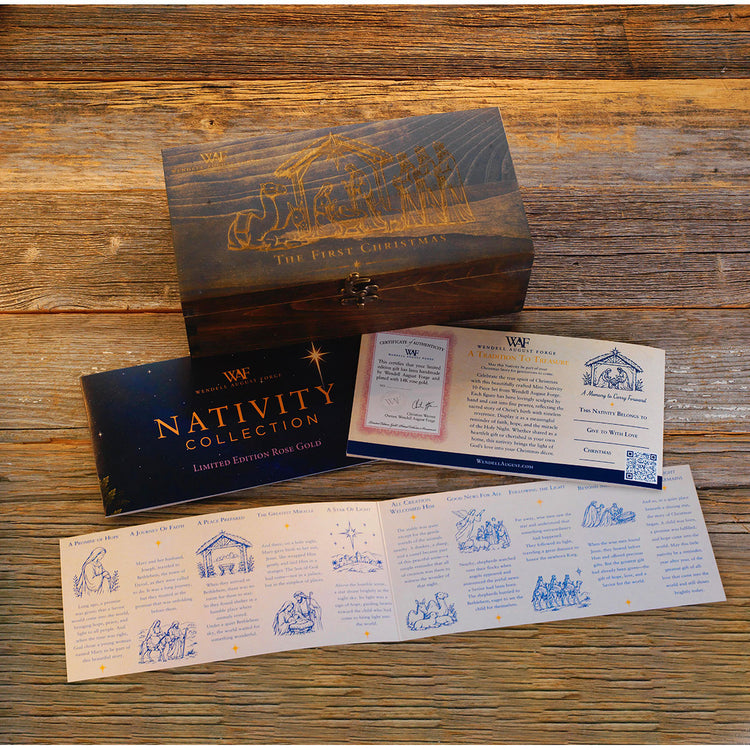 Limited Edition Mini 10-Piece Nativity Set (Plated Rose Gold)