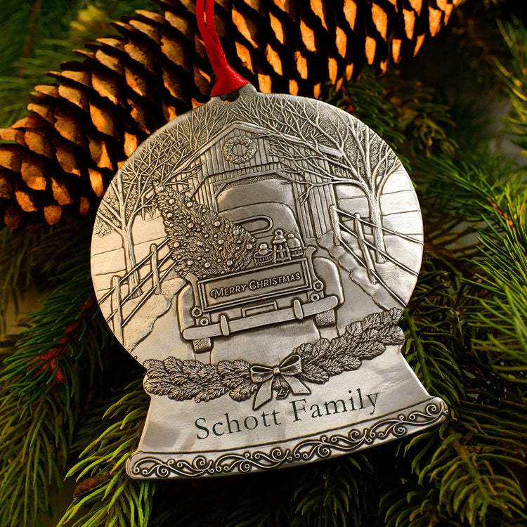 Snowy Homecoming Snow Globe Ornament - Wendell August Forge