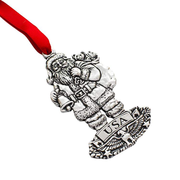 USA Americana Santa Ornament Pewter