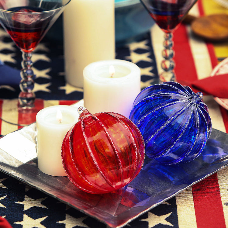 Hand Blown Glass Ornament (Red)