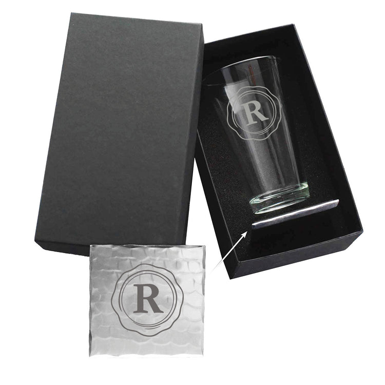 Initial Pint Glass and Coaster Duo