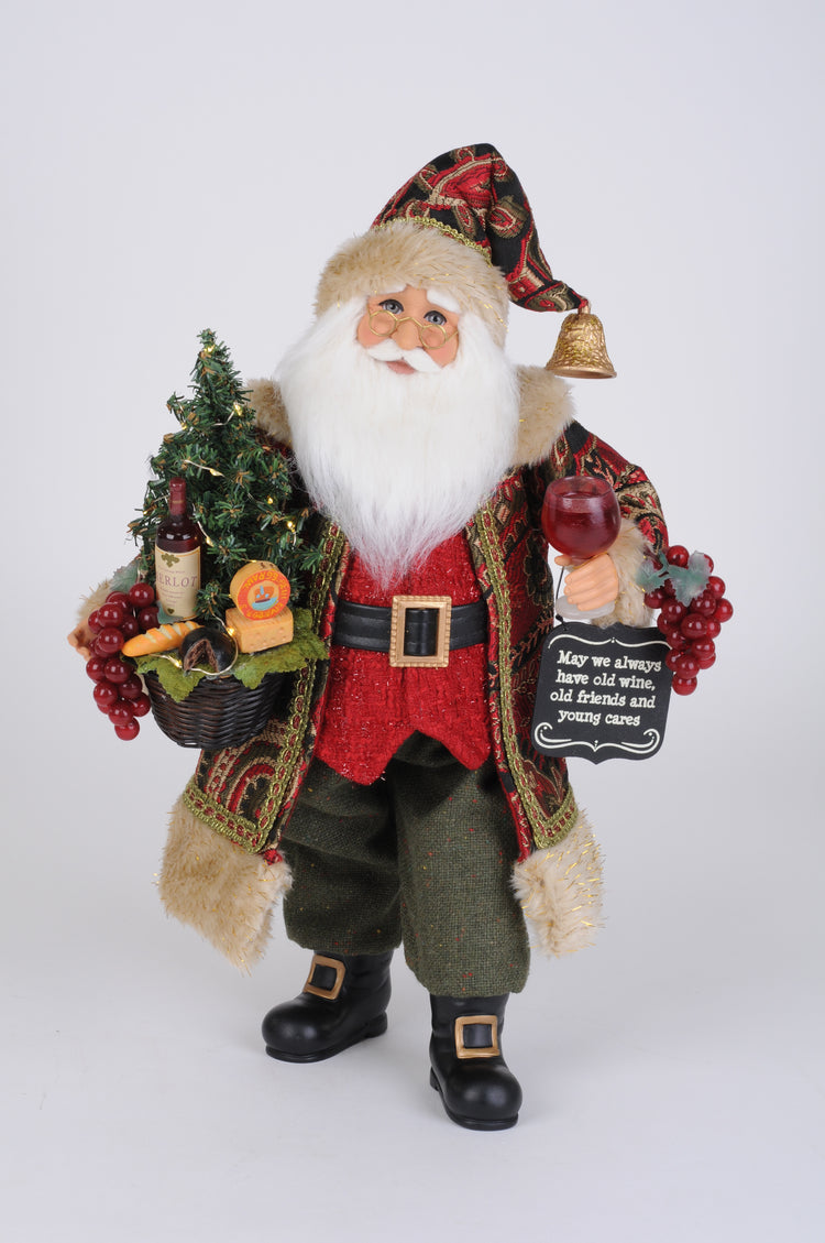 Lighted Wine & Cheese Santa
