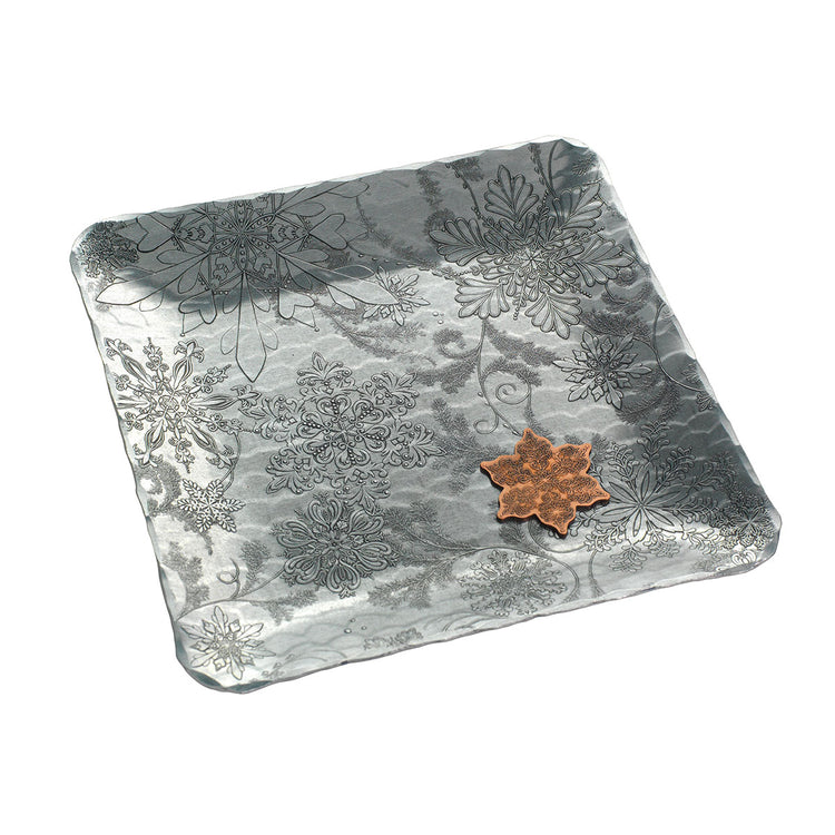 Metal Snowflake Decor Tray