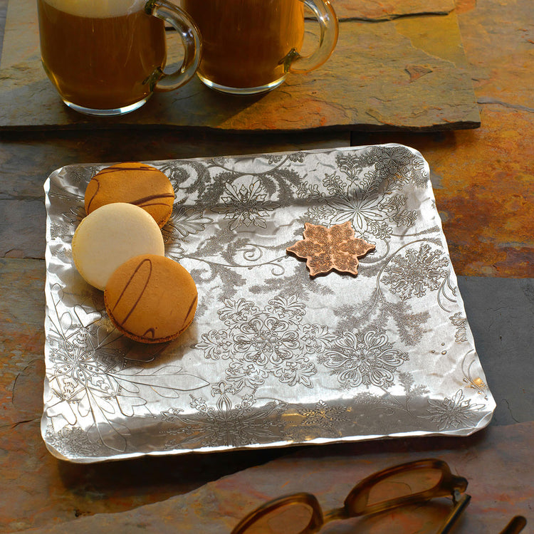 Metal Snowflake Decor Tray