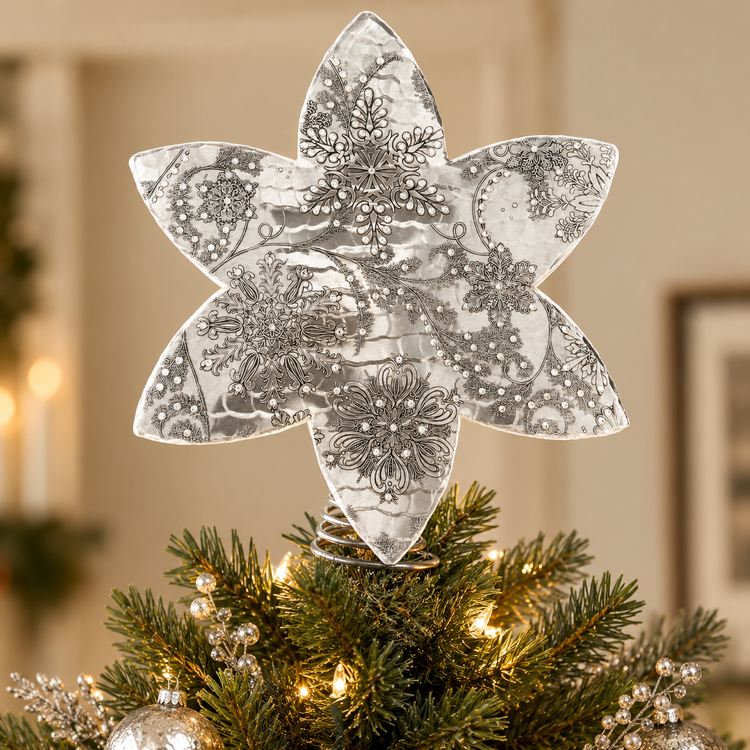 Wintersong Snowflake Tree Topper with  Crystals 