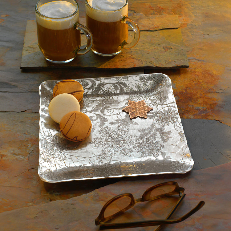 Metal Snowflake Decor Tray