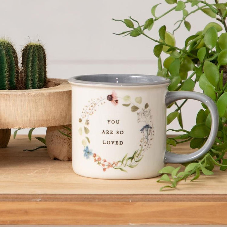 You Are Loved Floral Wreath Mug