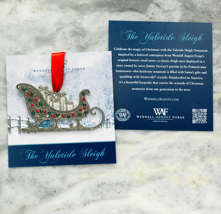 Yuletide Sleigh Ornament with Crystals (Aluminum)