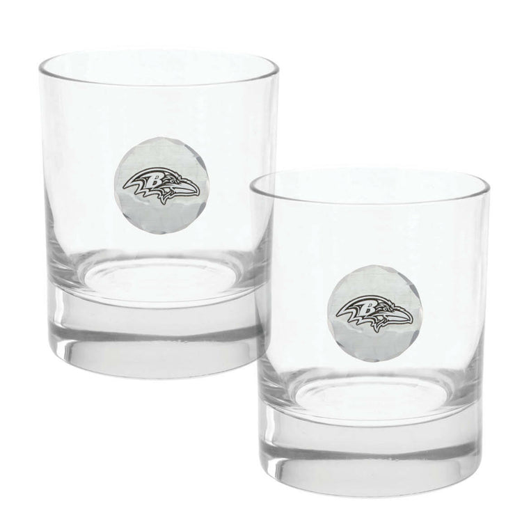 Baltimore Ravens Rocks Glass Set and Collector's Box