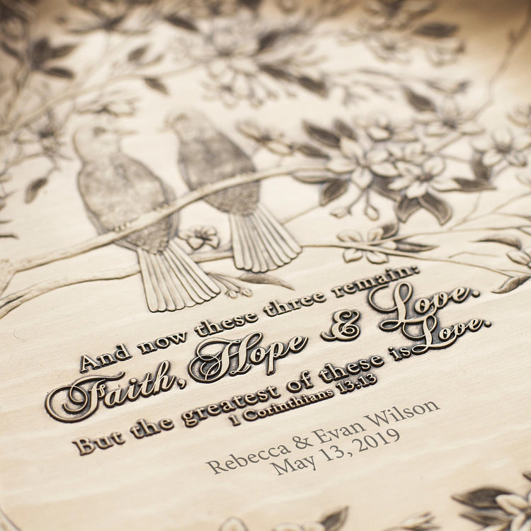 Faith, Hope and Love Birds Wedding Plate  (Bronze)