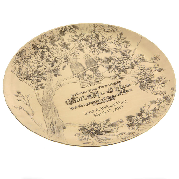 Faith, Hope and Love Birds Wedding Plate  (Bronze) - Wendell August Forge