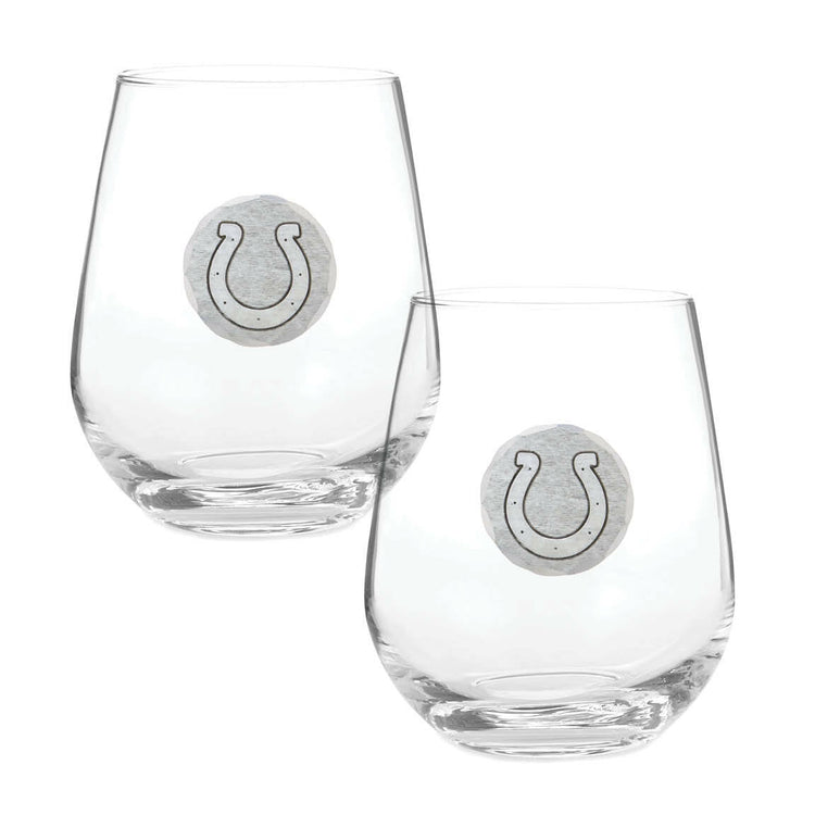 Indianapolis Colts Stemless Wine Glass Set and Collector's Box 