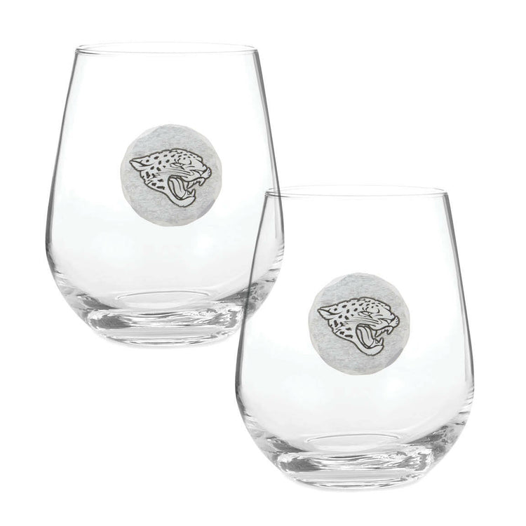 Jacksonville Jaguars Stemless Wine Glass and Collector's Box 