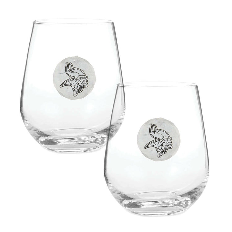 Minnesota Vikings Stemless Wine Glass and Collector's Box 