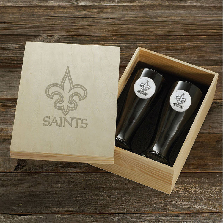 New Orleans Saints Pilsner Set and Collector's Box
