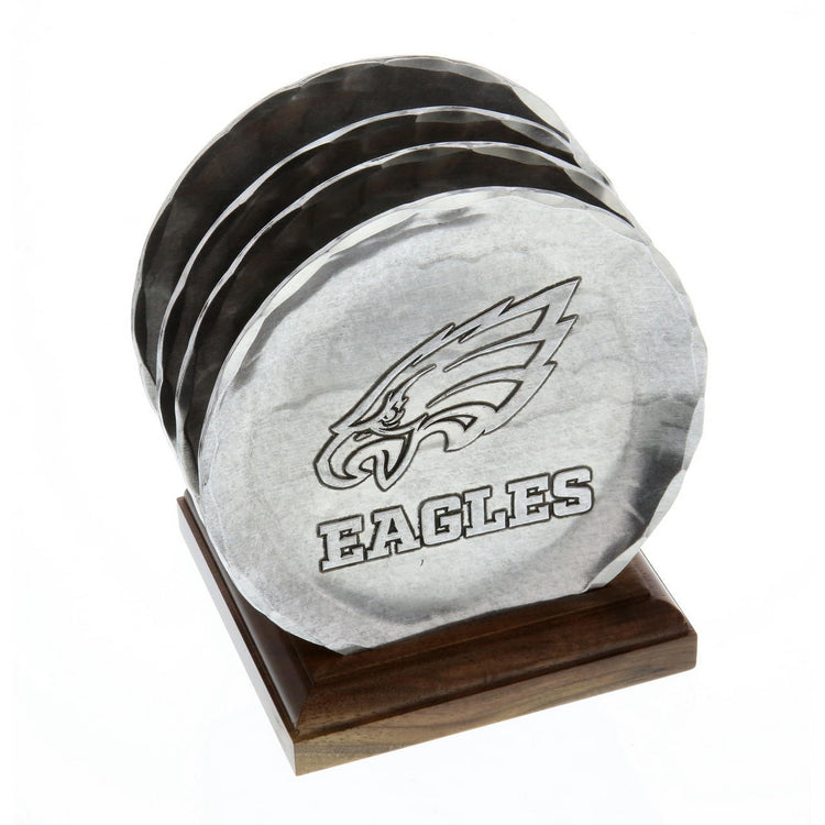 Philadelphia Eagles 4-Piece Coaster Set with Caddy (Aluminum) - Wendell August Forge