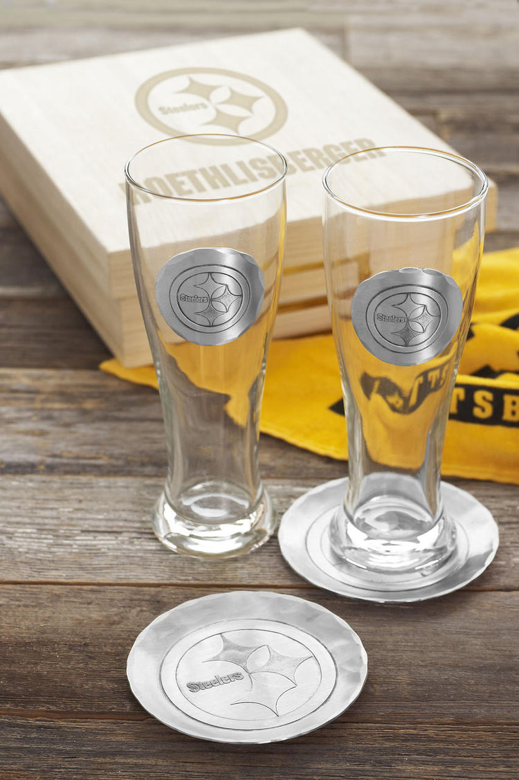 Pittsburgh Steelers 2-Piece Pilsner Set in Collectible Box (Aluminum)